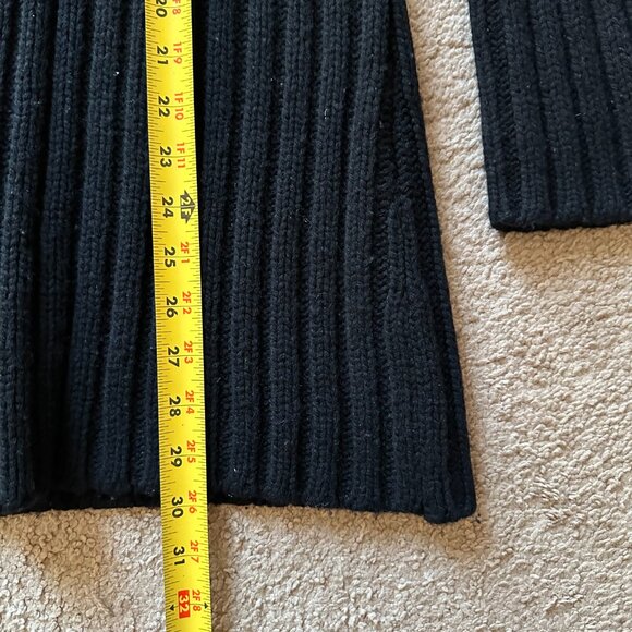 The Limited Sweater Womens Medium Cardigan 100% Lambswool Black Ribbed - Picture 7 of 9